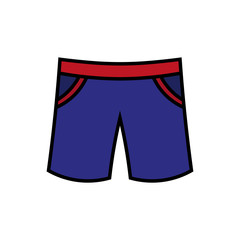 Shorts icon. Front view. Colored silhouette. Vector graphic hand illustration. Isolated object on a white background. Isolate.