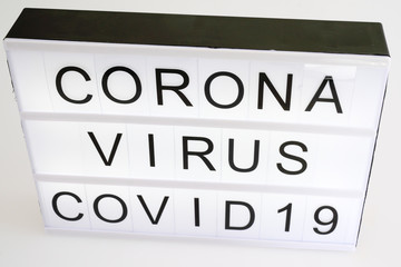 lightbox with text COVID-19 coronavirus 2019-nCoV virus