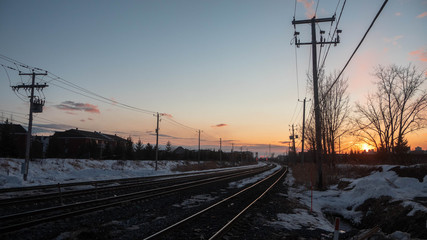 Fototapeta na wymiar Railroad track winter