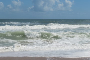 Beautiful ocean waves on the beach in Atlantic coast of North Florida