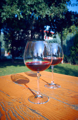 Two Glasses of Fresh Red Wine for Celebration