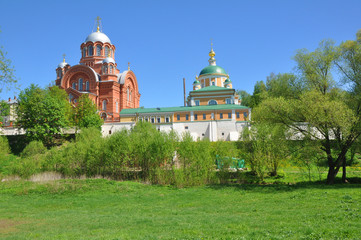 The Cathedral of St. Nicholas the Miracle Worker and the Cathedral of the Protection of the Holy Virgin in the Intercession Khotkovsky Monastery. Khotkovo, Moscow region, Russia