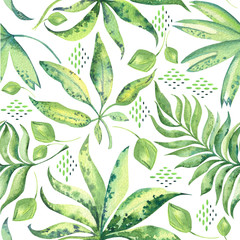 Seamless pattern of tropic leaves