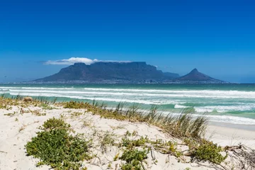 Tableaux ronds sur aluminium Montagne de la Table Bloubergstrand Beach with table mountain Capetown