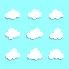 set of clouds icon vector sign isolated color editable. cloud symbol template for graphic and web design on white background