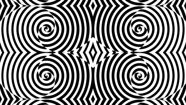 Moving geometric black and white circles. Seamless looping footage.