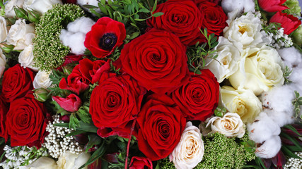 Flower arrangement background with roses