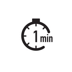 1 minute timer, stopwatch or countdown icon. Time measure. Chronometr icon. Stock Vector illustration isolated on white background. - obrazy, fototapety, plakaty