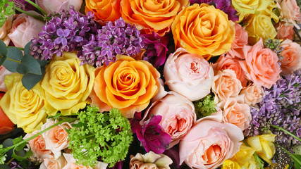 Flower arrangement background with roses