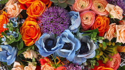 Flower arrangement background with roses