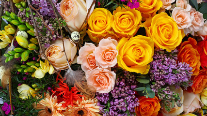 Flower arrangement background with roses