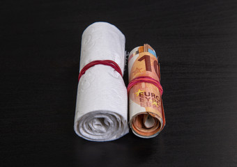 Fototapeta na wymiar The value of toilet paper in times of crisis