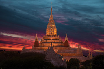 The Ananda Temple, located in Bagan, Myanmar is a Buddhist temple built in 1105 AD during the reign of King Kyanzittha of the Pagan Dynasty