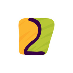 Number two logo in kids paper applique style.