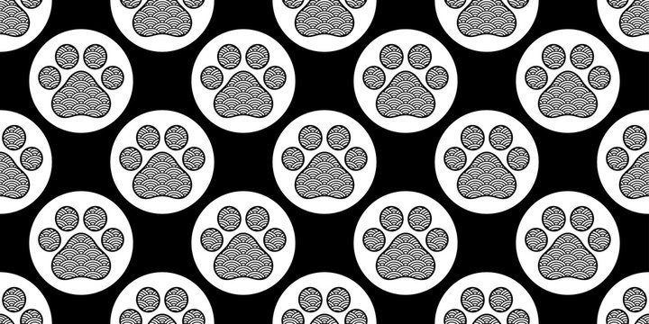 dog paw seamless pattern footprint icon cat bear polar vector polka dot french bulldog cartoon repeat wallpaper scarf isolated tile background doodke illustration design