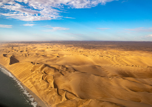 Aerial picture of the so called Great Wall at the Atlantic Ocean on the Skeleton Coast in western Namibia