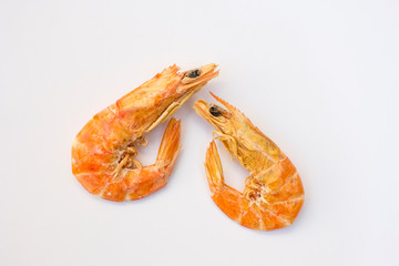 Dry shrimp with white backgraound, Lenten food