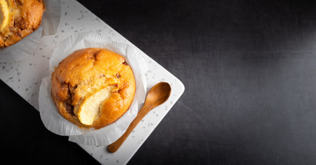 Homemade dessert apple muffin .