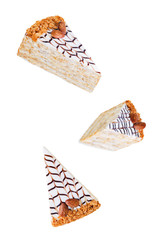 Esterhazy cake decorated with almonds on a white isolated background