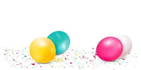 Falling bright colorful confetti, ribbon, stars celebration, serpentine isolated on white background. confetti flying on the floor with balloons. New year, birthday, valentines day design element