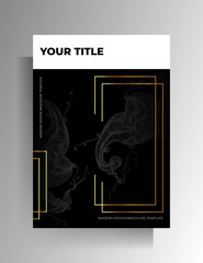 Cover template design for book, magazine, catalog, booklet. Hand-drawn graphic elements on a black background. Vector 10 EPS.