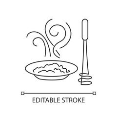 Puree pixel perfect linear icon. Thin line customizable illustration. Creamy vegetable paste, culinary method. Food cooking process contour symbol. Vector isolated outline drawing. Editable stroke