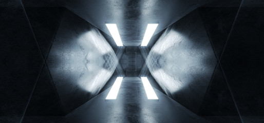 Sci Fi Grunge Concrete Abstract Futuristic Elegant Empty Dark Reflective Big Hall Scene Alien Ship Room Tunnel Corridor Glowing Studio Lights 3D Rendering
