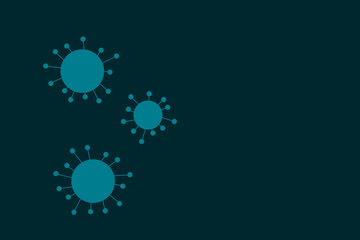 Virus silhouette on blue background, vector illustration 