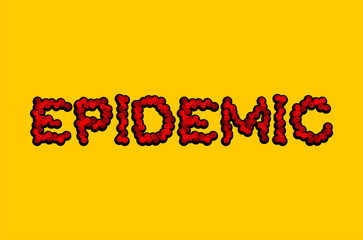 Epidemic lettering sign. bacteria letter. Coronavirus ABC. Letters are made up of viruses. 2019-ncov font