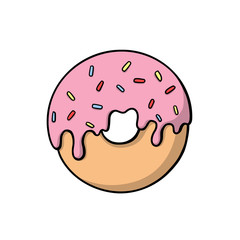 donut with rainbow sprinkles. Cute vector illustration