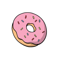 donut with rainbow sprinkles. Cute vector illustration