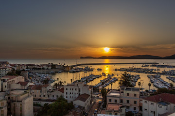 Sunset over italian town