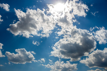 Clouds on blue sky, nature background.