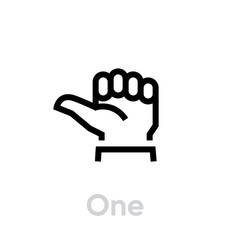 One hand gesture icon. Thumb, first finger. Editable line vector.