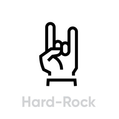 Hard rock hand gesture icon. Editable line vector. - 331307521