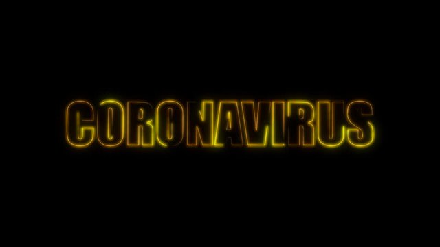 Set of Glowing neon titles on transparent background. Coronavirus, Virus, Covid-19, Pandemic. Alpha channel, use it for video blog, breaking news, posts in social media.Stock video creative animation