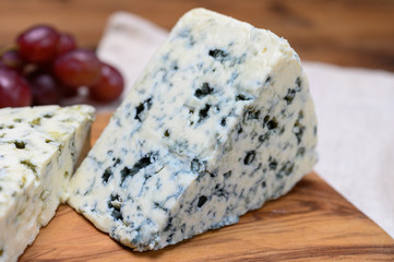 Cheese collection, strong Danish blue cheese Danablu with blue mould.