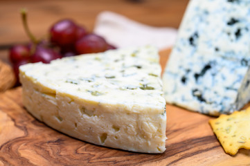 Cheese collection, strong Danish blue cheese Danablu with blue mould.