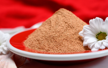 Healthy mud for body and hair treatment ingredient, natural organic red clay powder ready to use