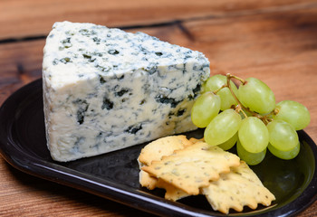 Cheese collection, strong Danish blue cheese Danablu with blue mould.
