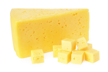 Cut of cheese isolated on a white background