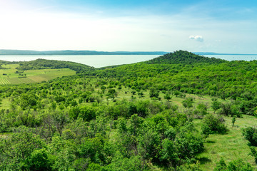Obraz premium Arial panoramic view of Balaton