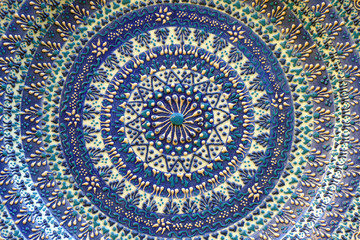 Beautiful Mandala type ceramic souvenir, close-up