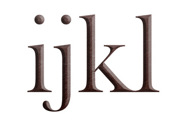 The font english alphabet of brown leather. Lettes 