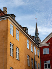 Batiments et toits couleur pastel du centre ville de Copehnague