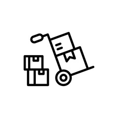 Hand Truck Vector Line Icon Illustration.