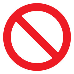 No sign, ban vector icon, stop symbol, red circle with oblique line isolated mark