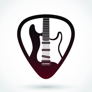plectrum with guitar elegant logo design