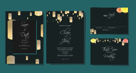 Elegant lentern wedding invitation pack