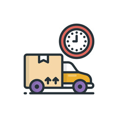 Delivery Van Vector outline Filled  Icon Illustration
